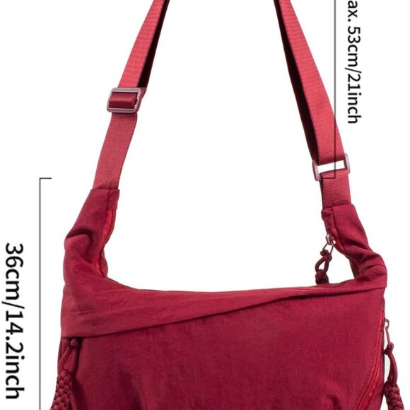 Women's Nylon Hobo Crescent Crossbody Bag, Multi-Pocket Sling Bag, Half Moon Sho - Picture 6 of 7